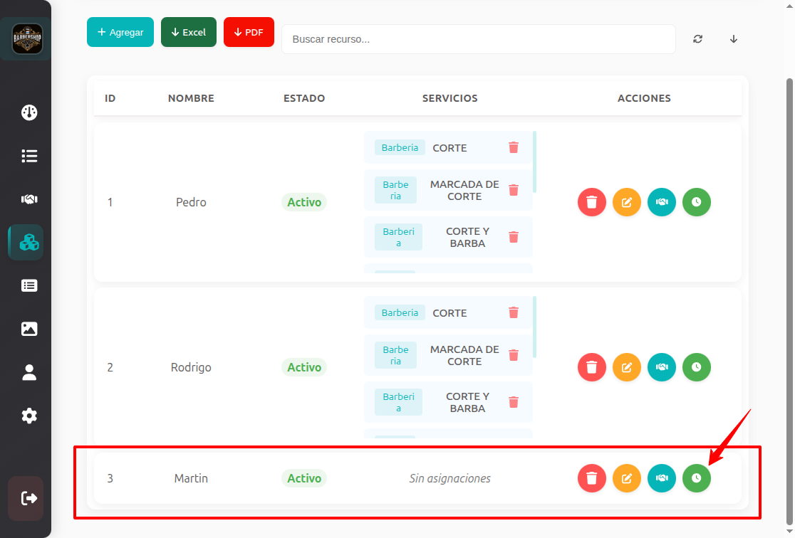 Configurar horarios del recurso